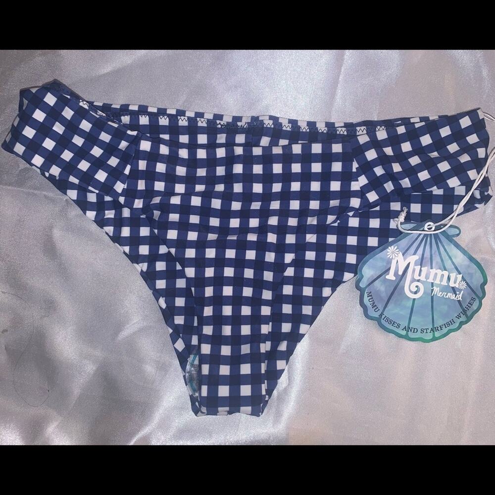 MUMU MERMAID Blue‎ and White Bikini Bottoms XS